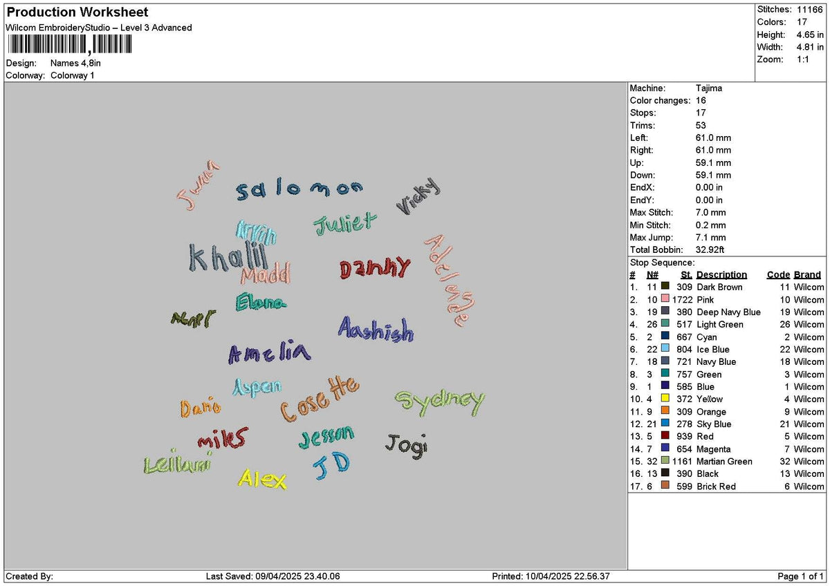 Names 1004 Embroidery File 6 sizes
