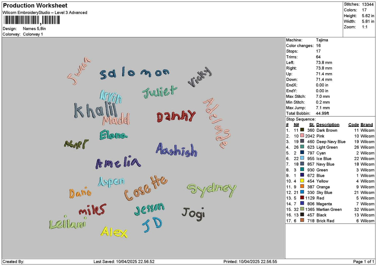 Names 1004 Embroidery File 6 sizes