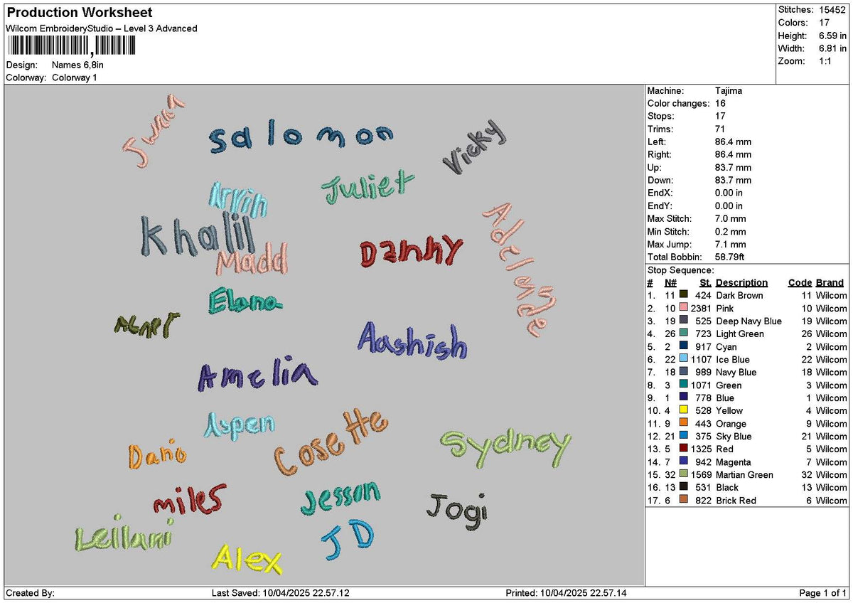 Names 1004 Embroidery File 6 sizes