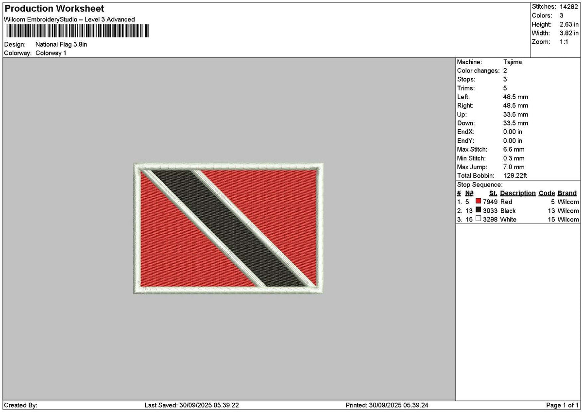 Flag 2909 Embroidery File 6 sizes