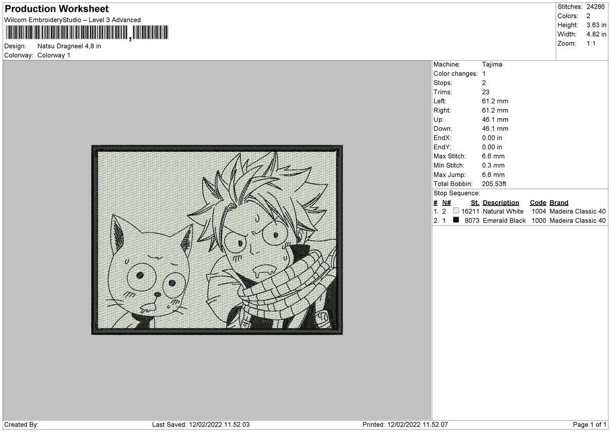 Natsu Dragneel Embroidery