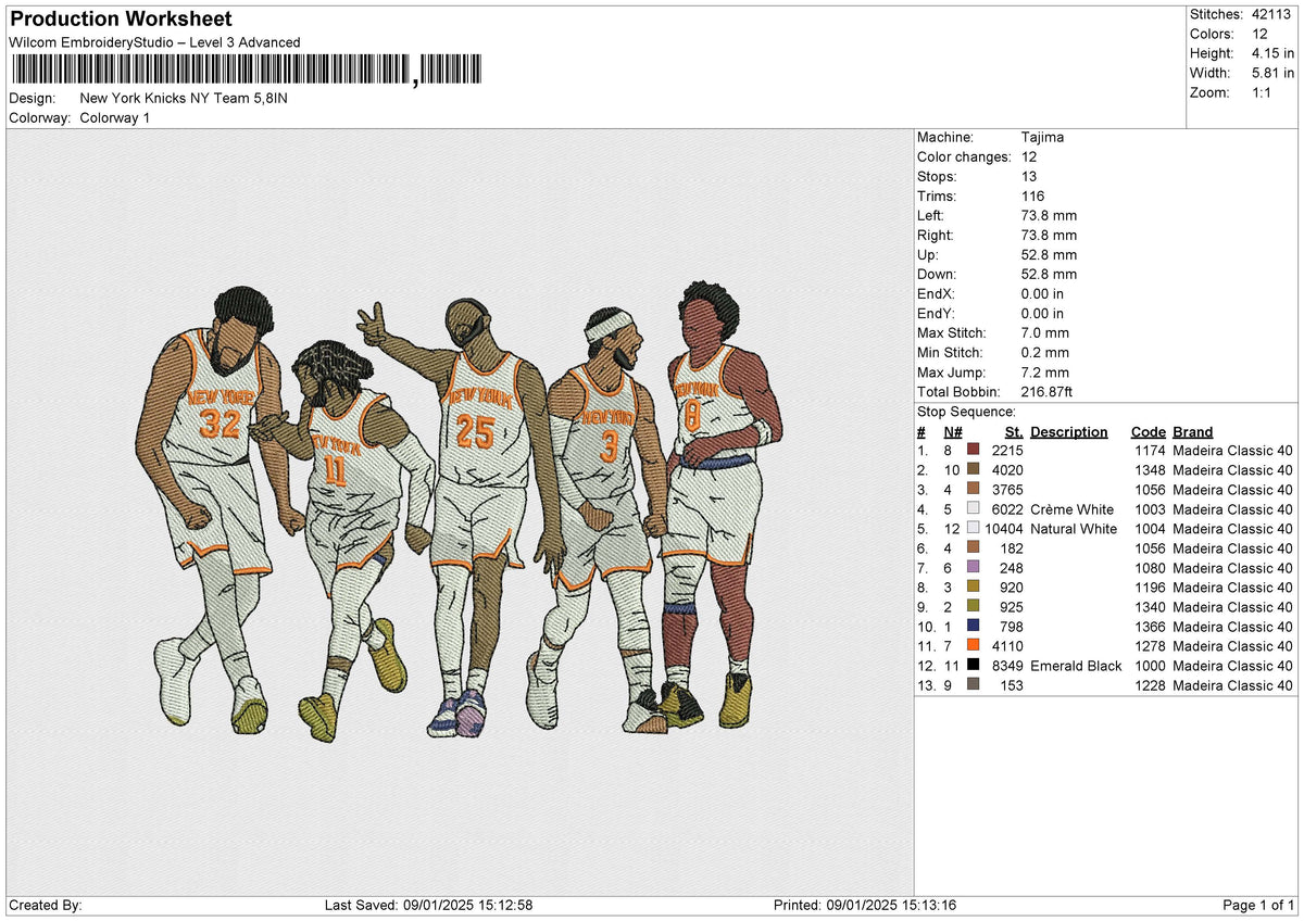 New York Knicks NY Team Embroidery File 6 size