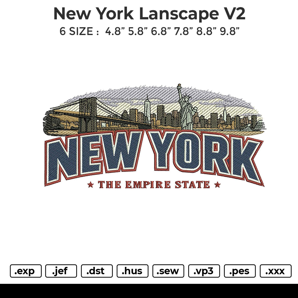 New York Lanscape V2 Embroidery File 6 sizes