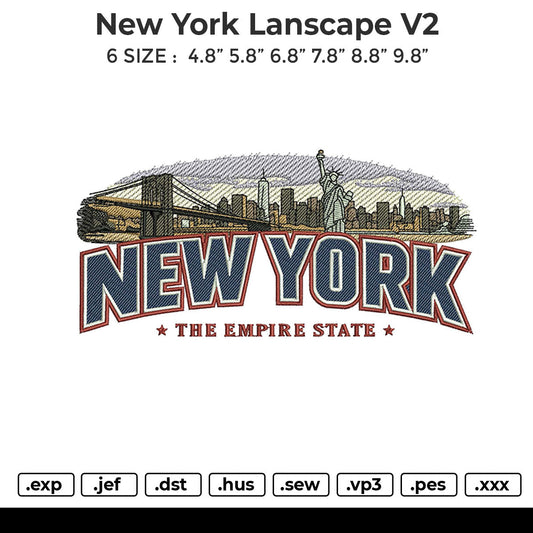 New York Lanscape V2 Embroidery File 6 sizes