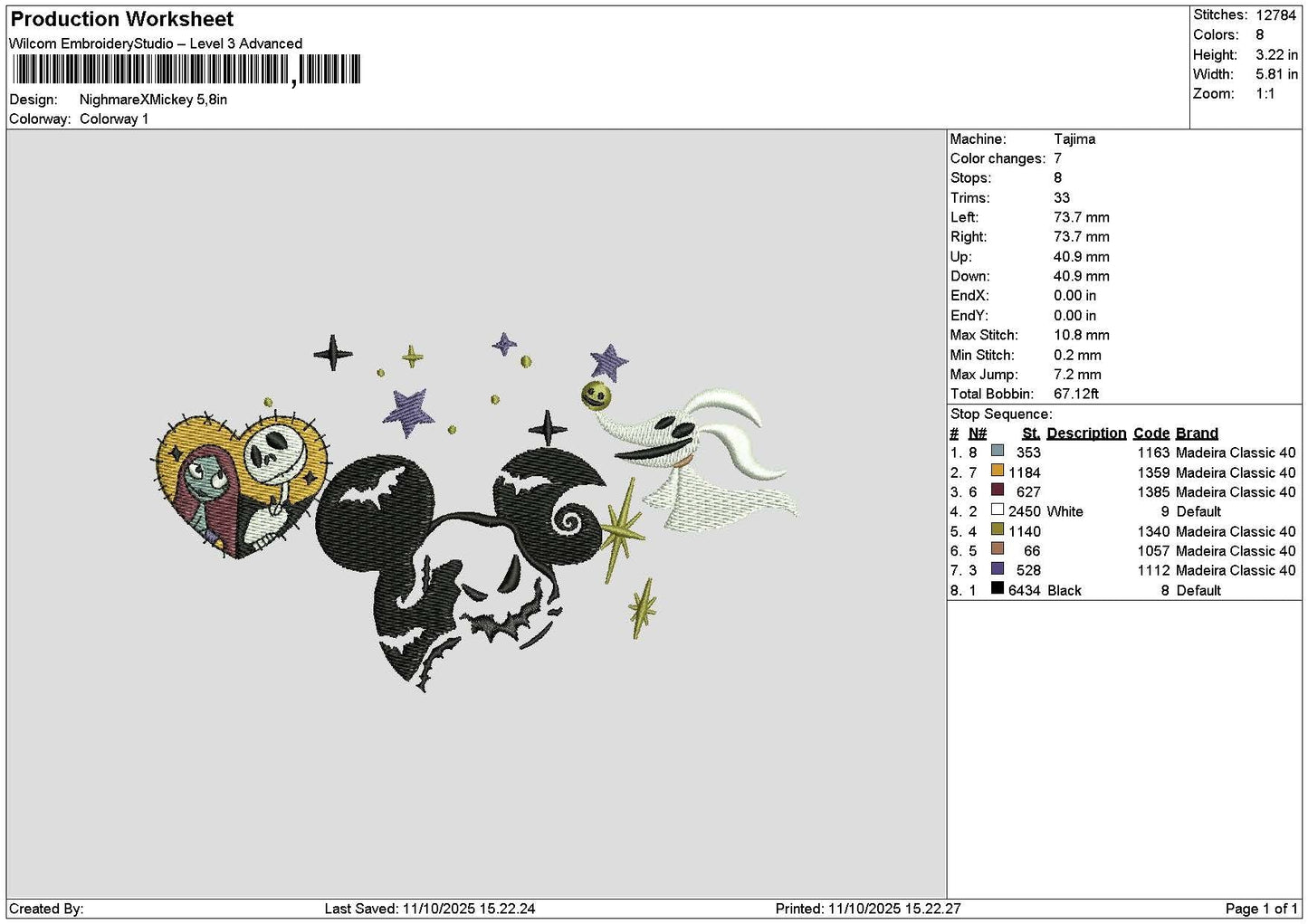 Mickeyhalloween Night Embroidery File 6 sizes