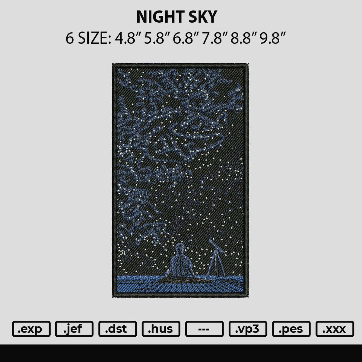 Night Sky Embroidery File 6 sizes