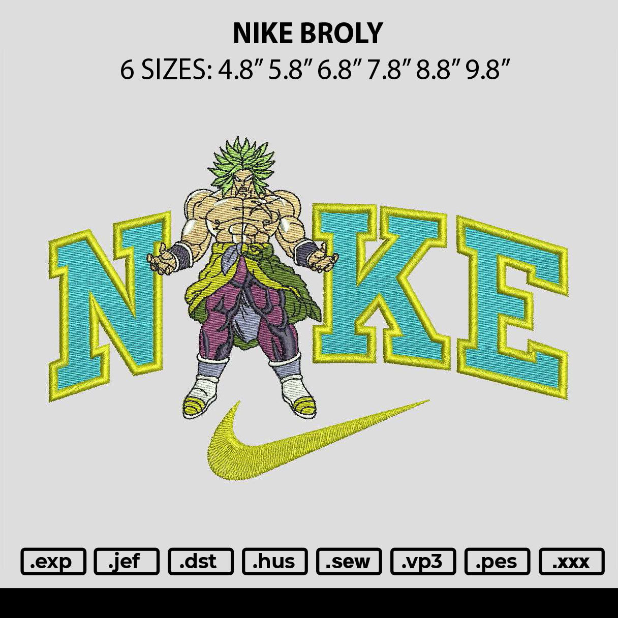 Nike Broly Embroidery File 6 sizes
