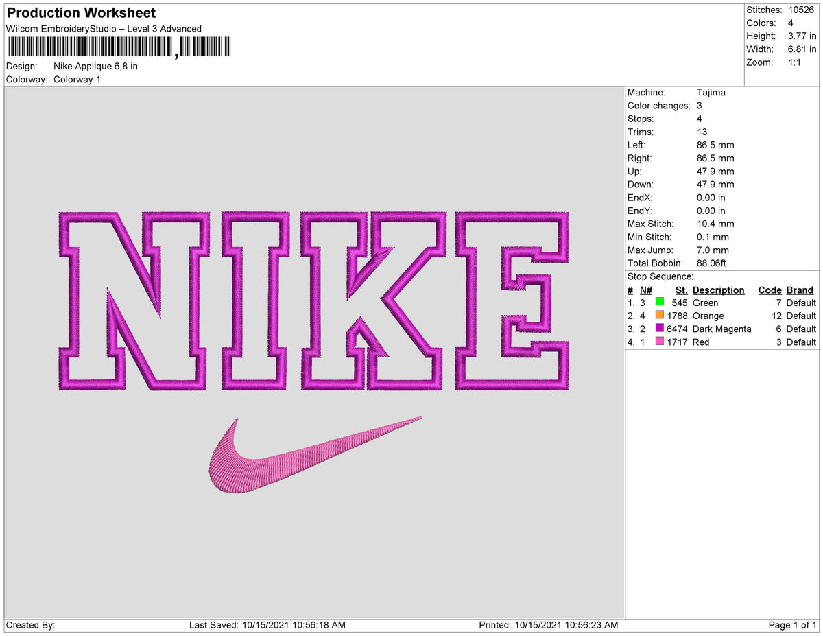 Nike Applique Embroidery