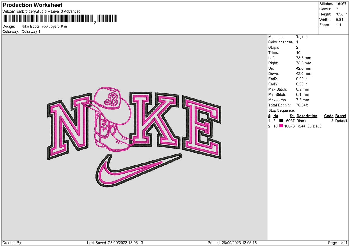Nike Boots Embroidery File 6 sizes
