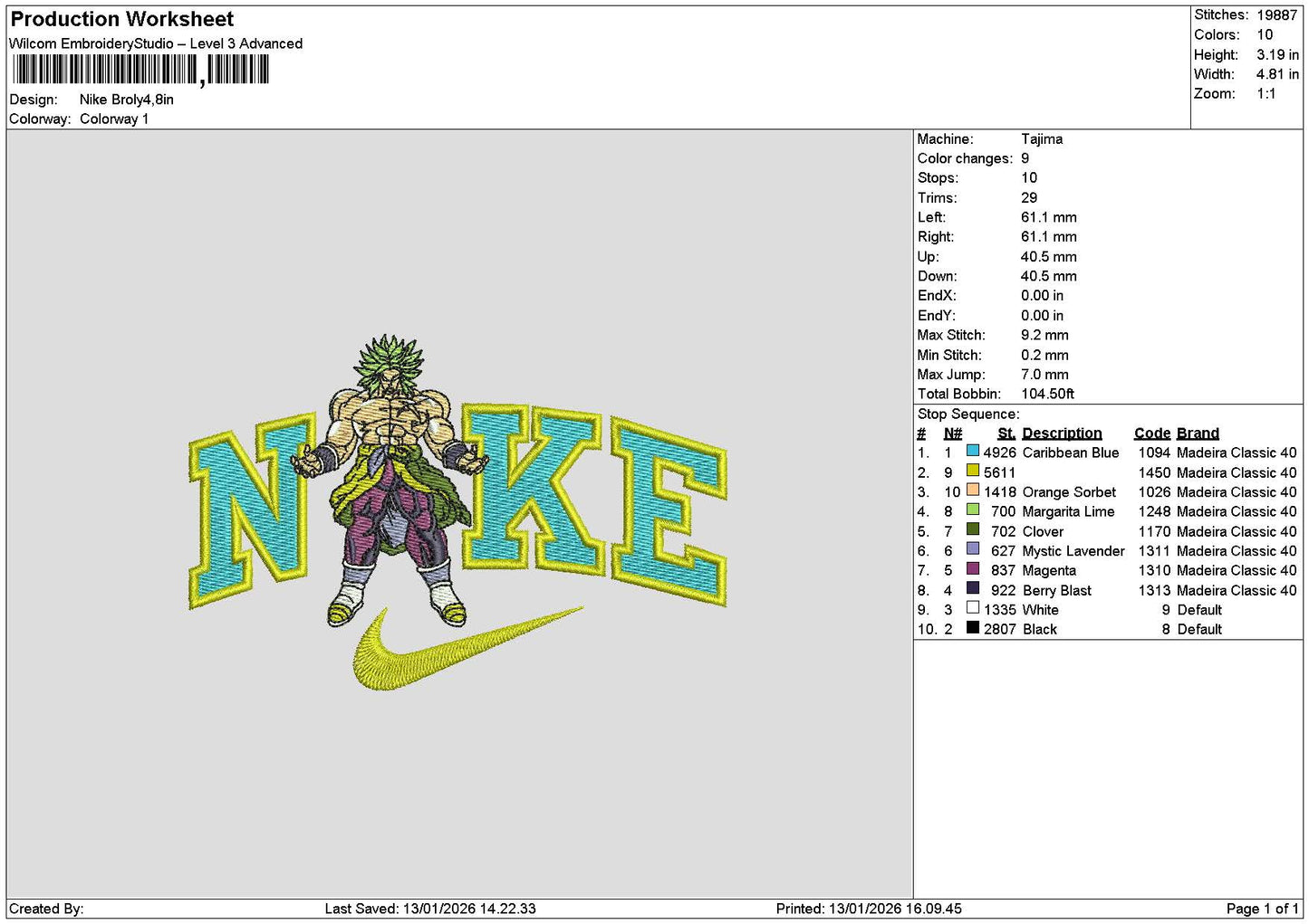 Nike Broly Embroidery File 6 sizes