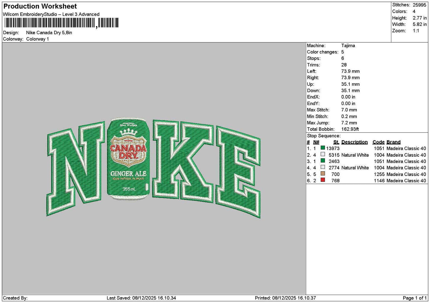 Nike Canada 01 Embroidery File 6 sizes
