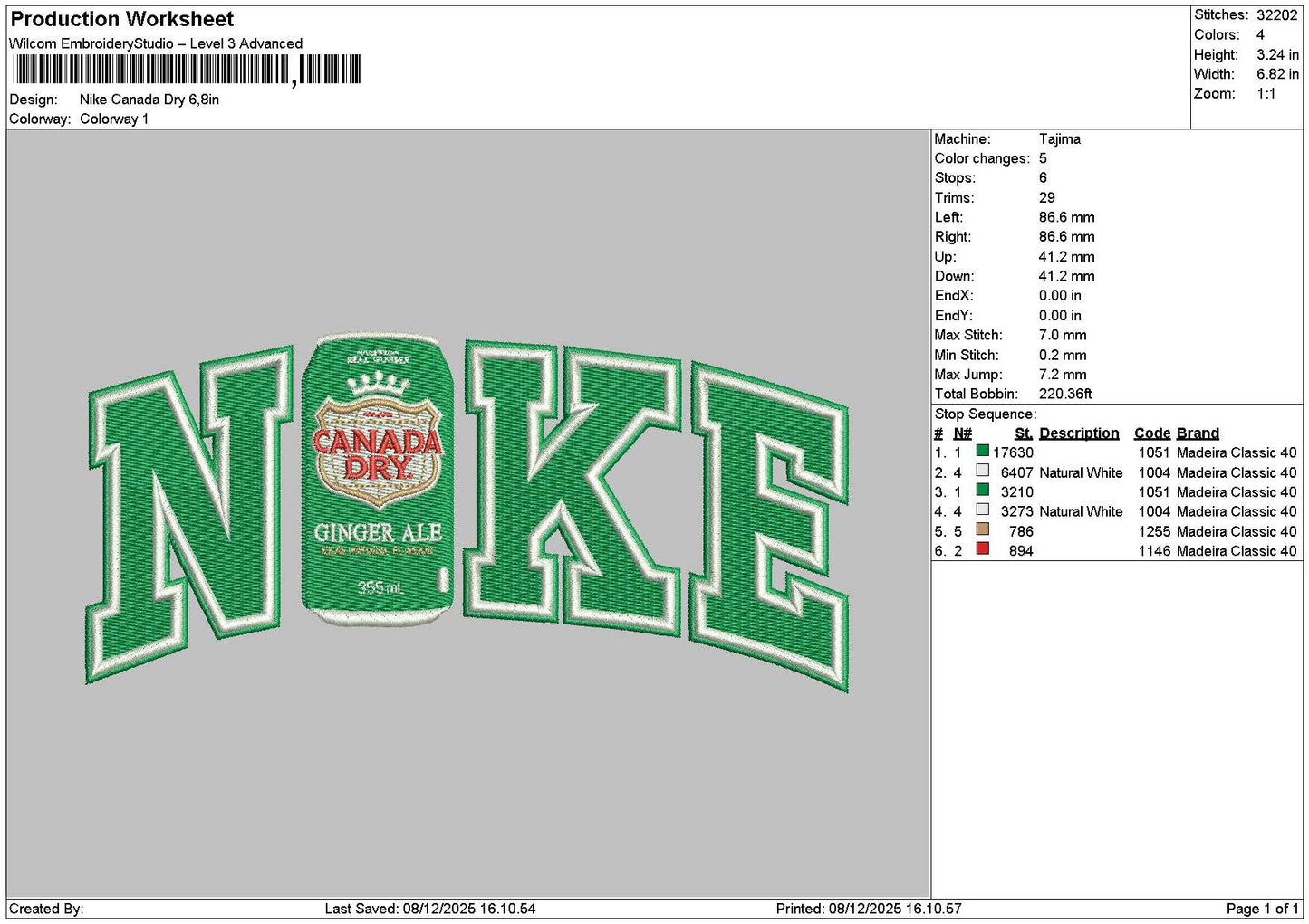 Nike Canada 01 Embroidery File 6 sizes