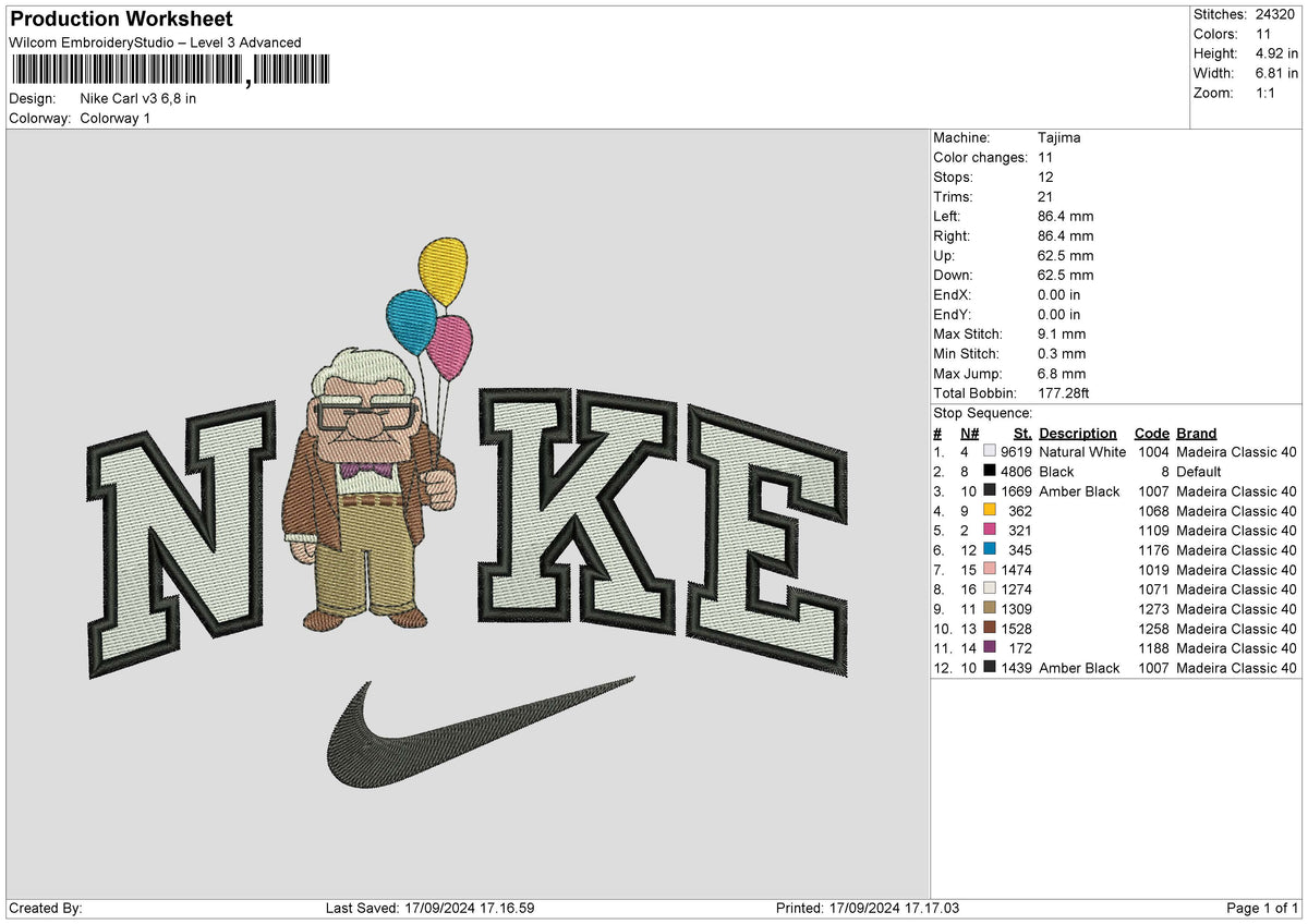 Nike Carl V03 Embroidery File 6 sizes