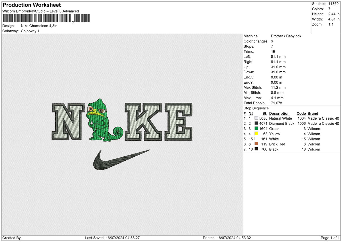 Nike Chameleon Embroidery File 6 size