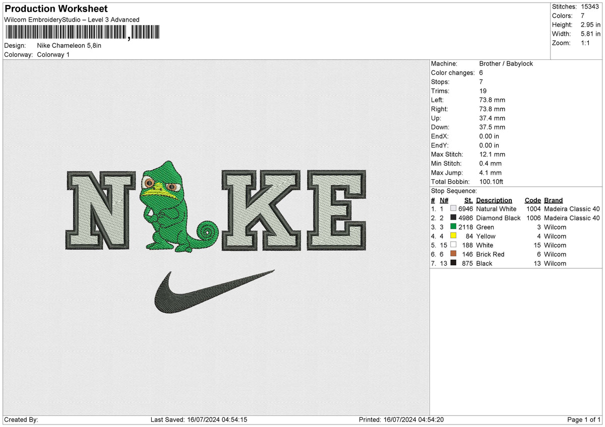 Nike Chameleon Embroidery File 6 size