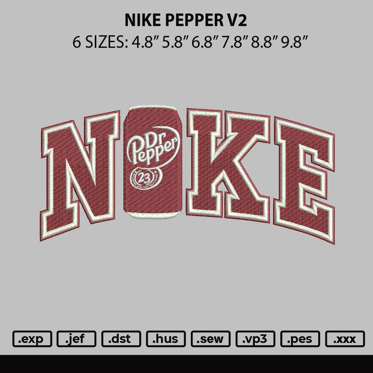 Nike Pepper V2 Embroidery File 6 sizes