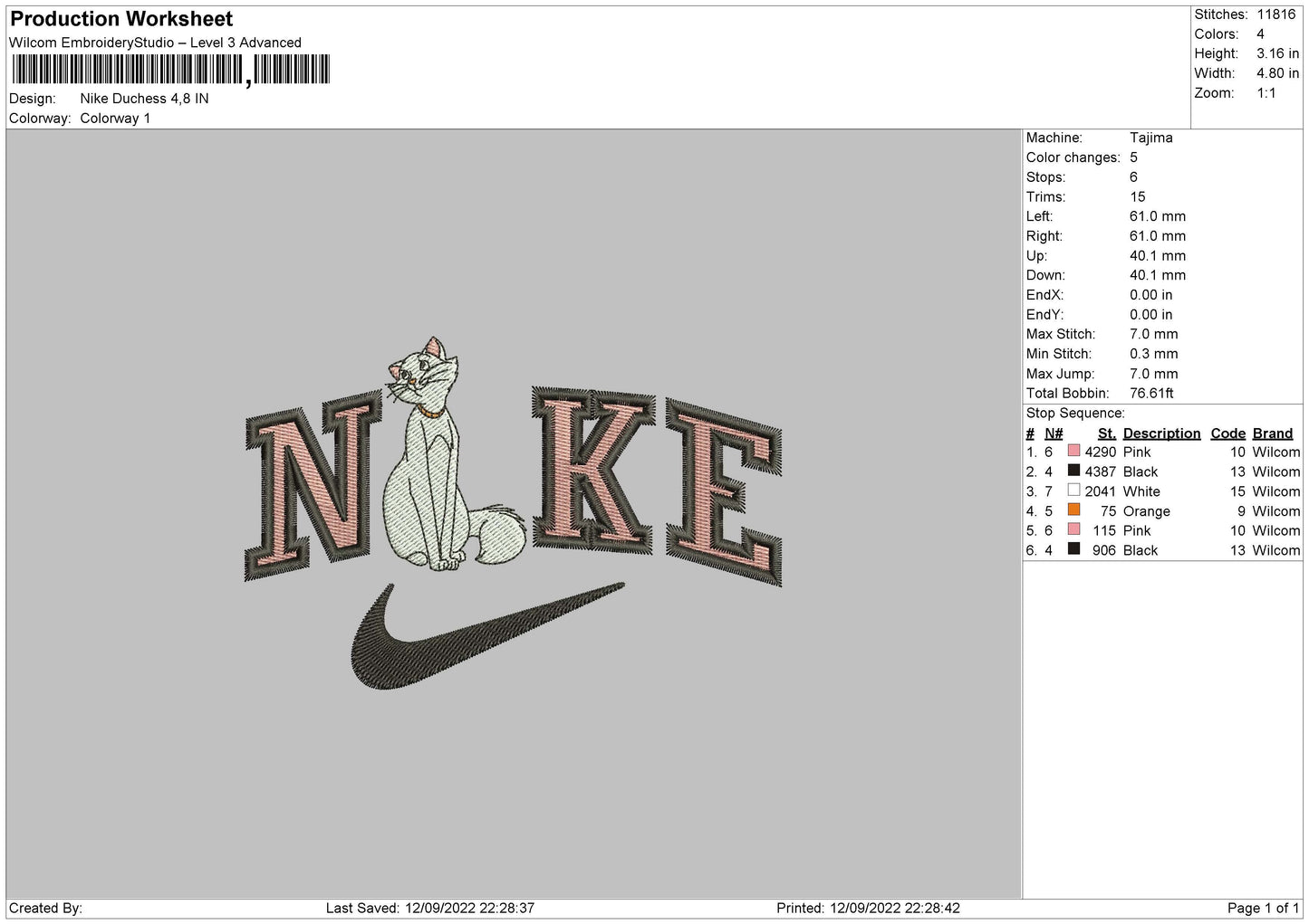 nike duchees Embroidery
