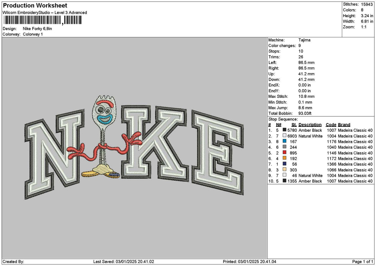 Nike Forky 01 Embroidery File 6 sizes