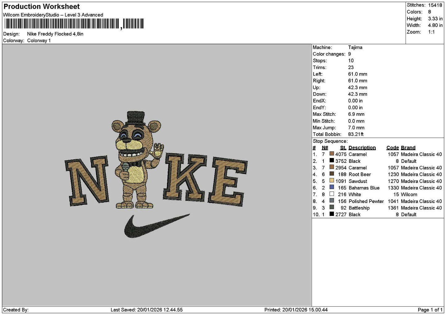 Nike Bear Brown Embroidery File 6 sizes