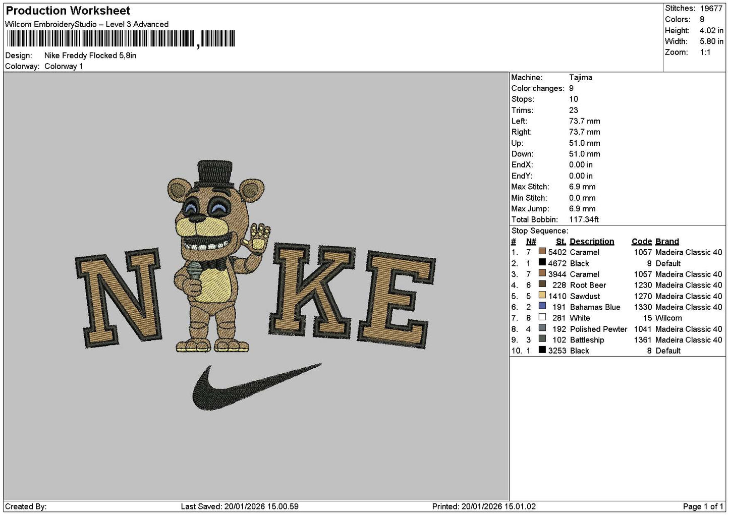Nike Bear Brown Embroidery File 6 sizes