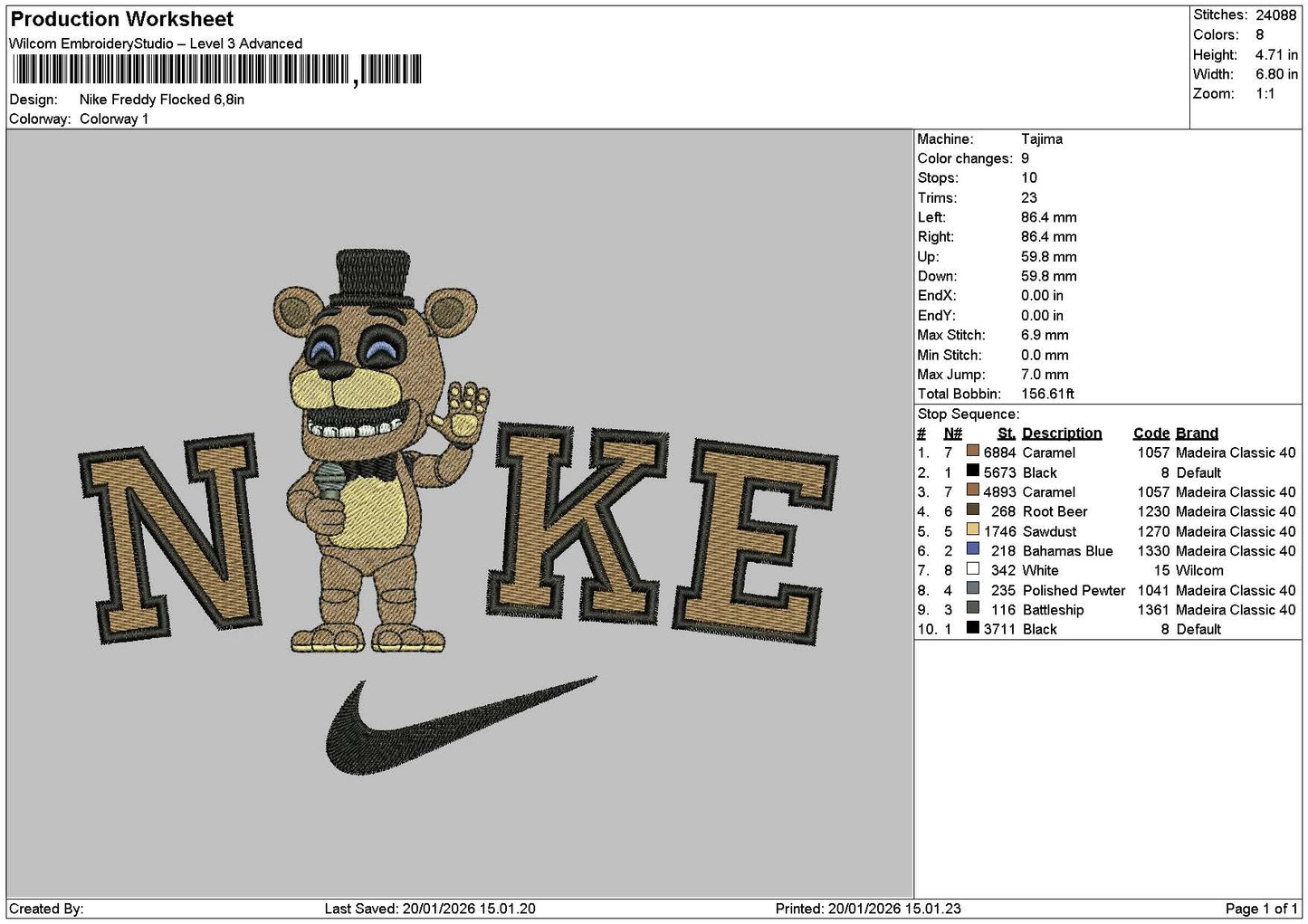 Nike Bear Brown Embroidery File 6 sizes