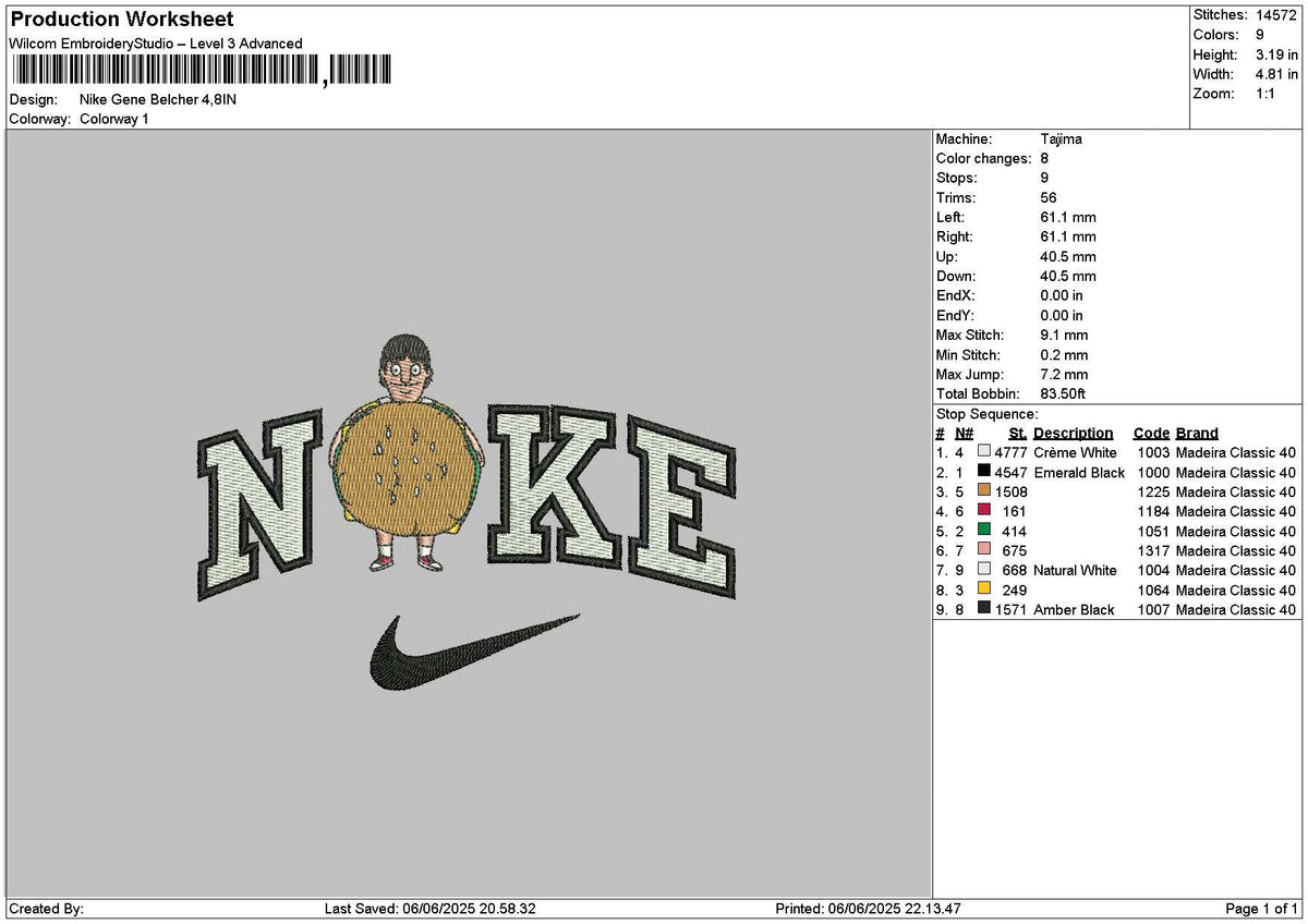Nike Burger Embroidery File 6 sizes