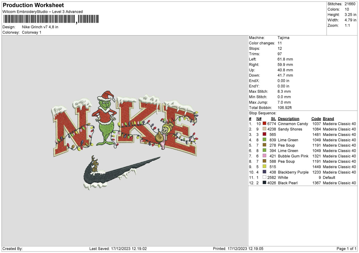Nike Grinch V07 Embroidery File 6 sizes