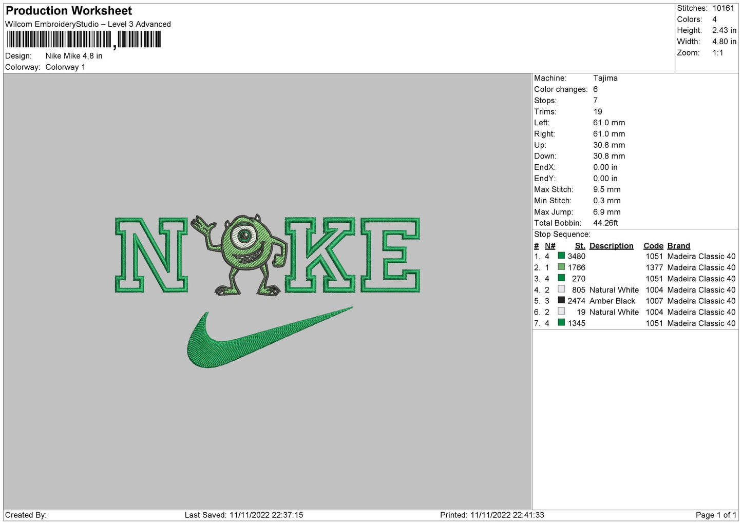 Nike Mike Embroidery