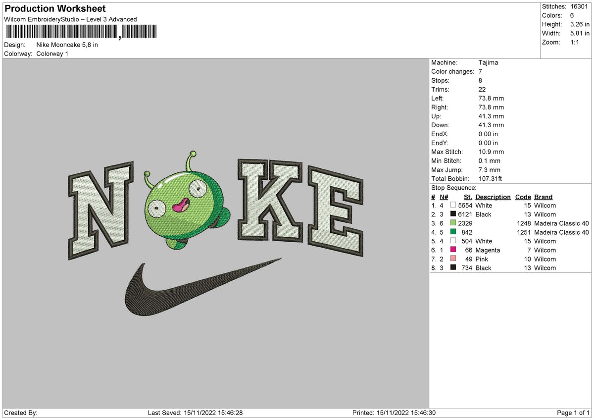 Nike Mooncake Embroidery File 6 sizes