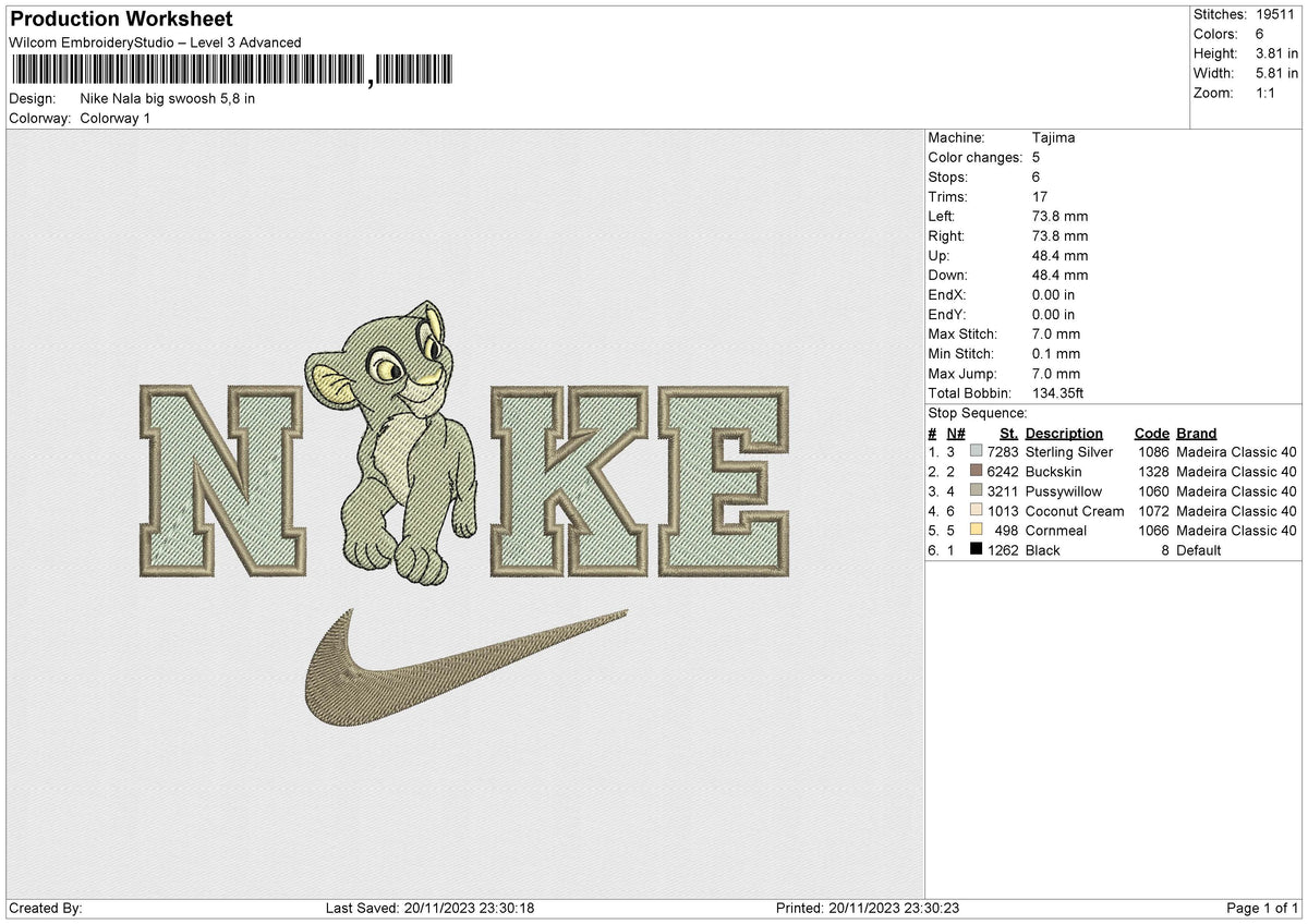 Nike Nala bigswoosh Embroidery File 6 size