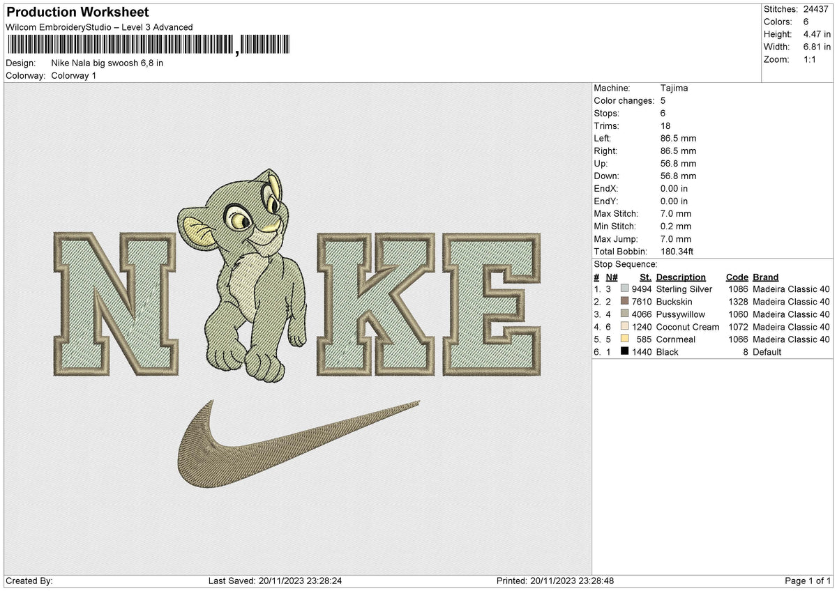Nike Nala bigswoosh Embroidery File 6 size