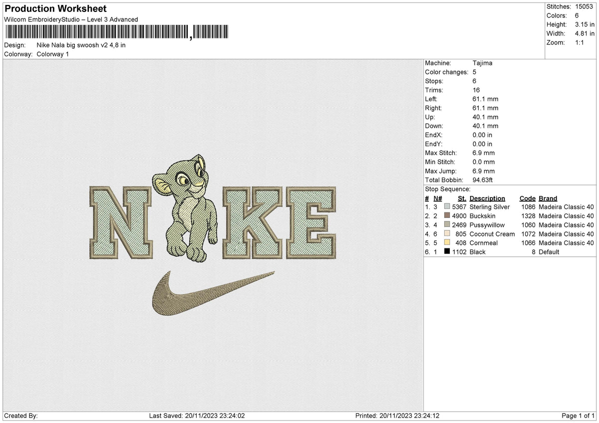 Nike Nala bigswoosh Embroidery File 6 size