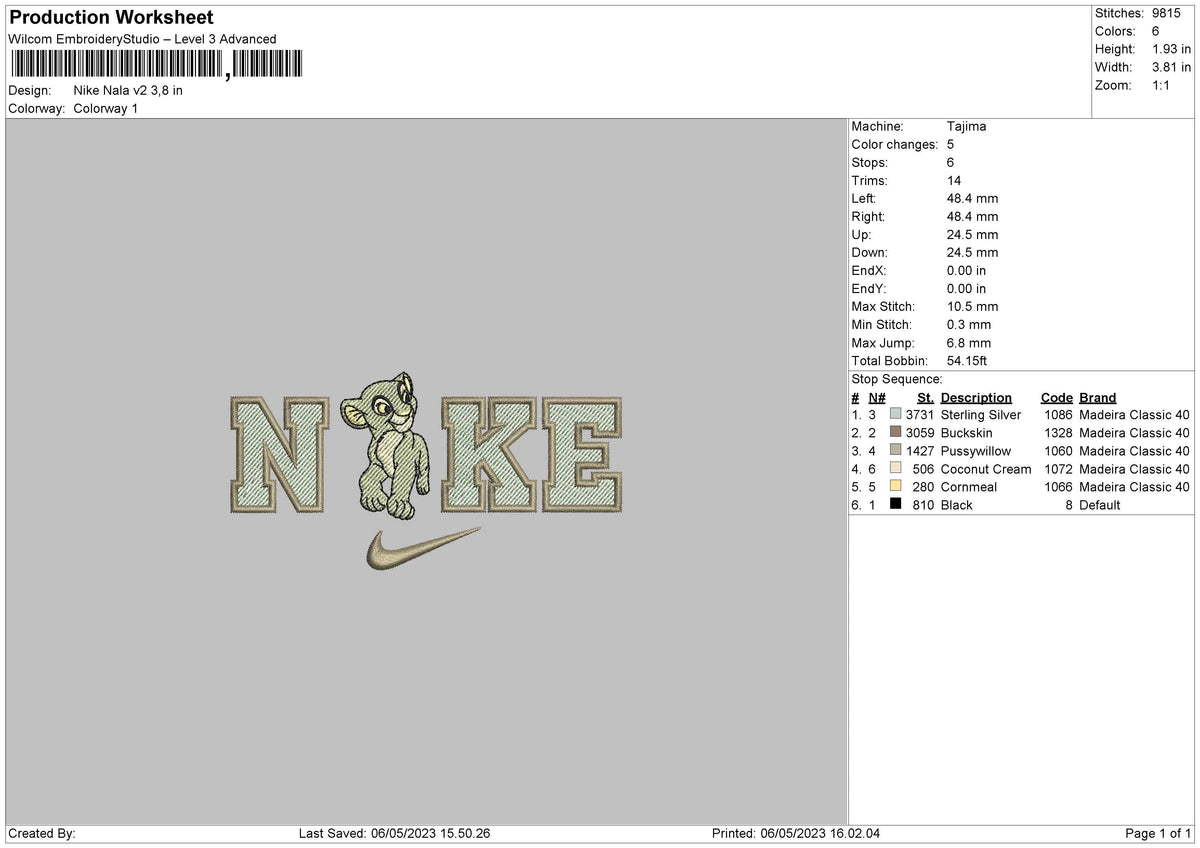 Nike Nala 2 Embroidery File 6 sizes