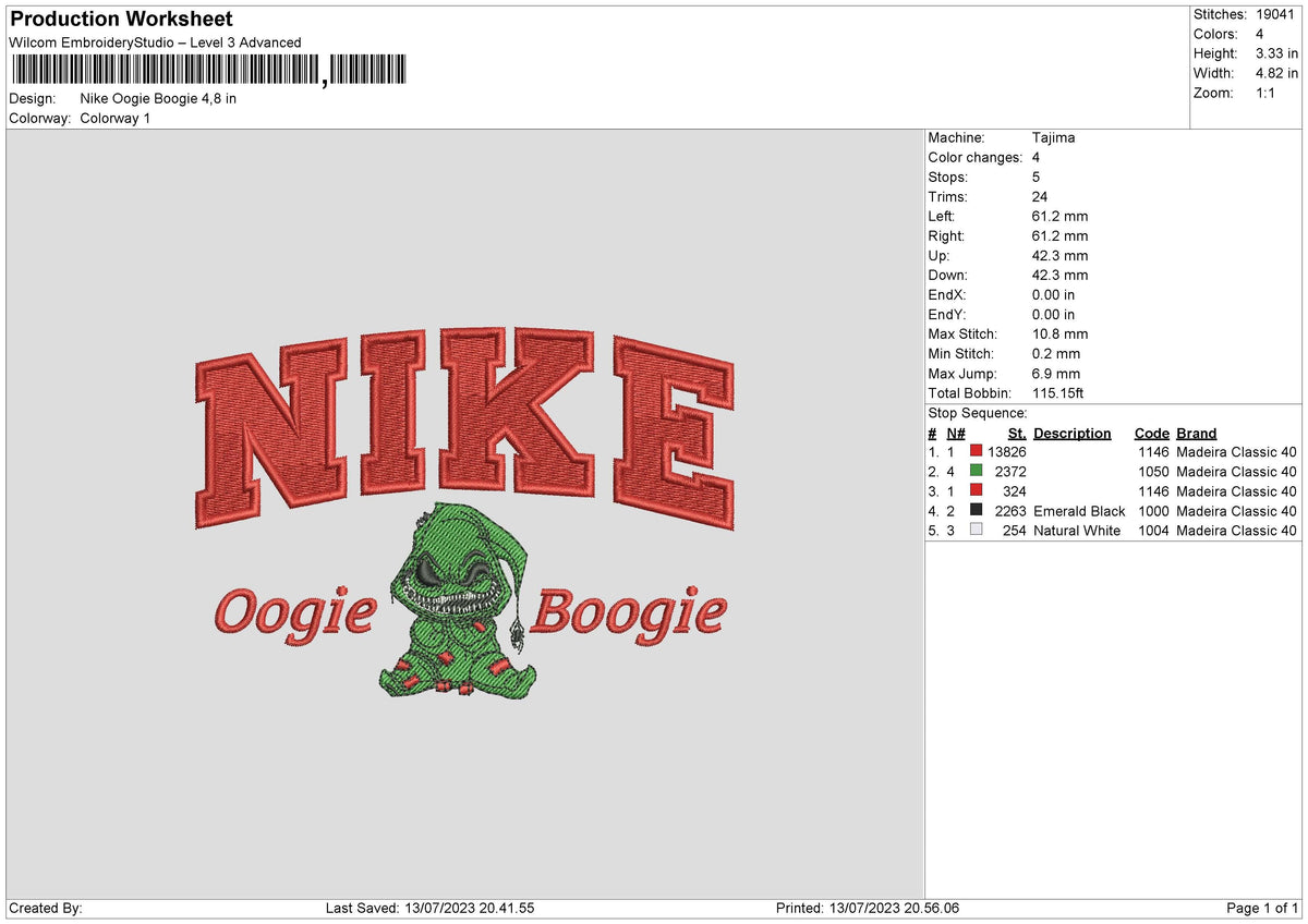 Nike Oogie Embroidery File 6 sizes