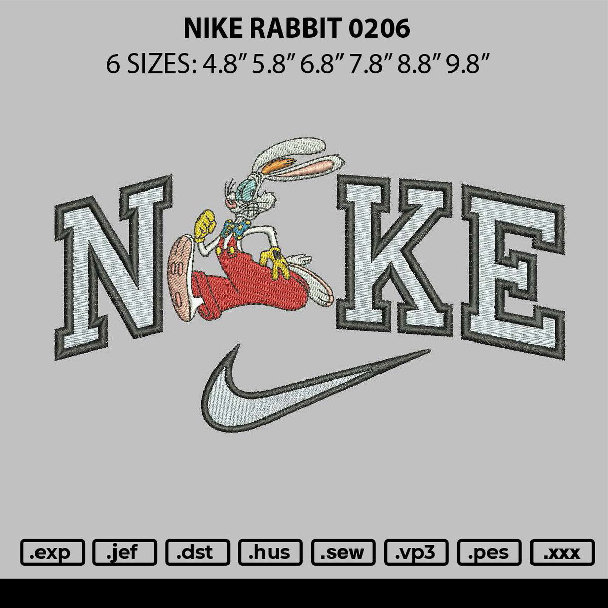 Nike Rabbit 0206 Embroidery File 6 sizes