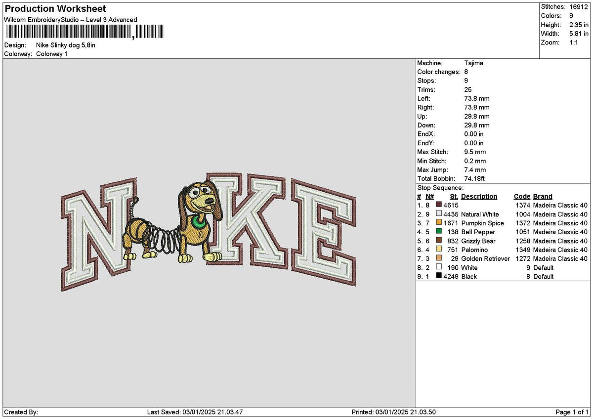 Nike Dog 0103 Embroidery File 6 sizes