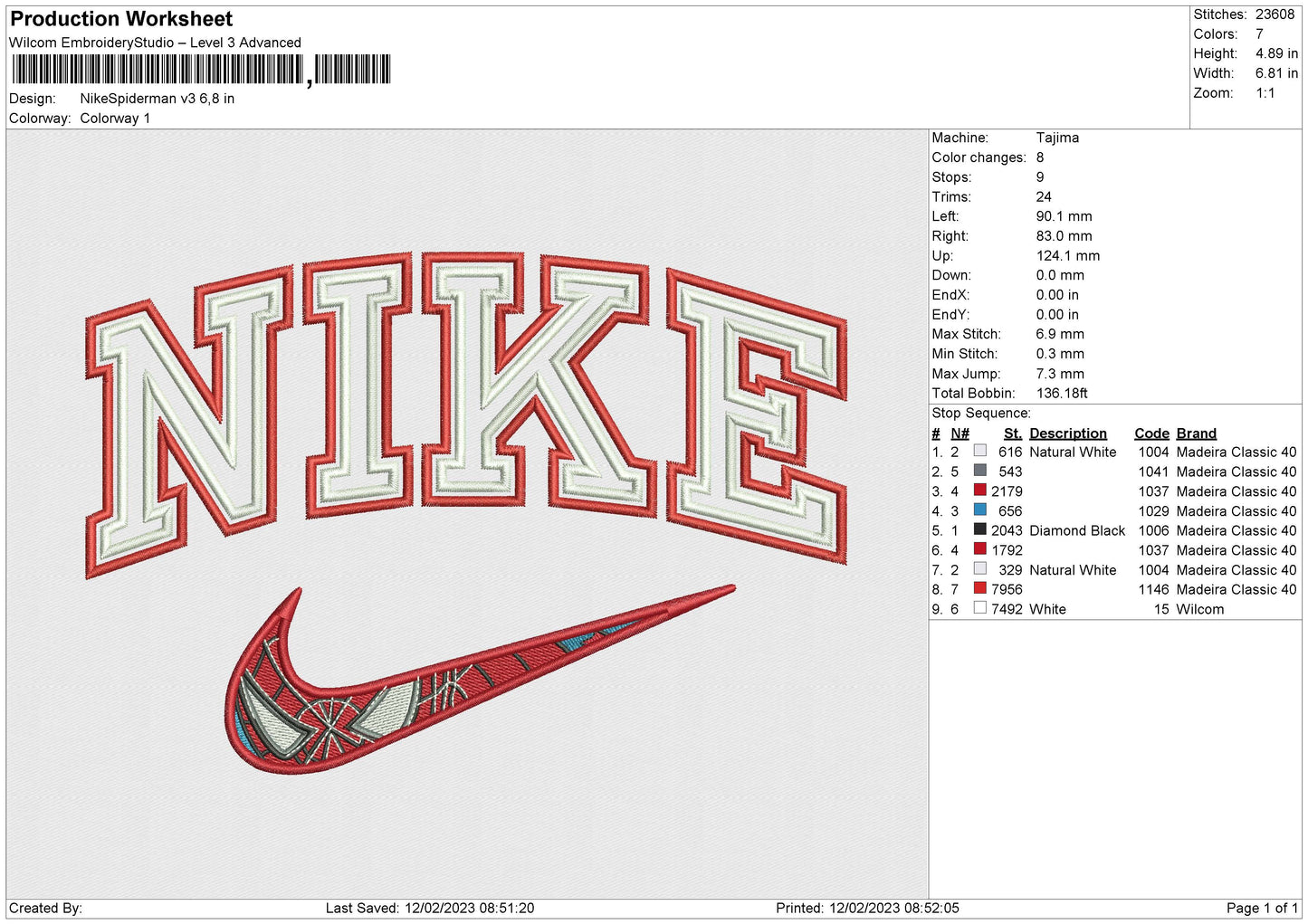 Nike Spiderman v3 Embroidery