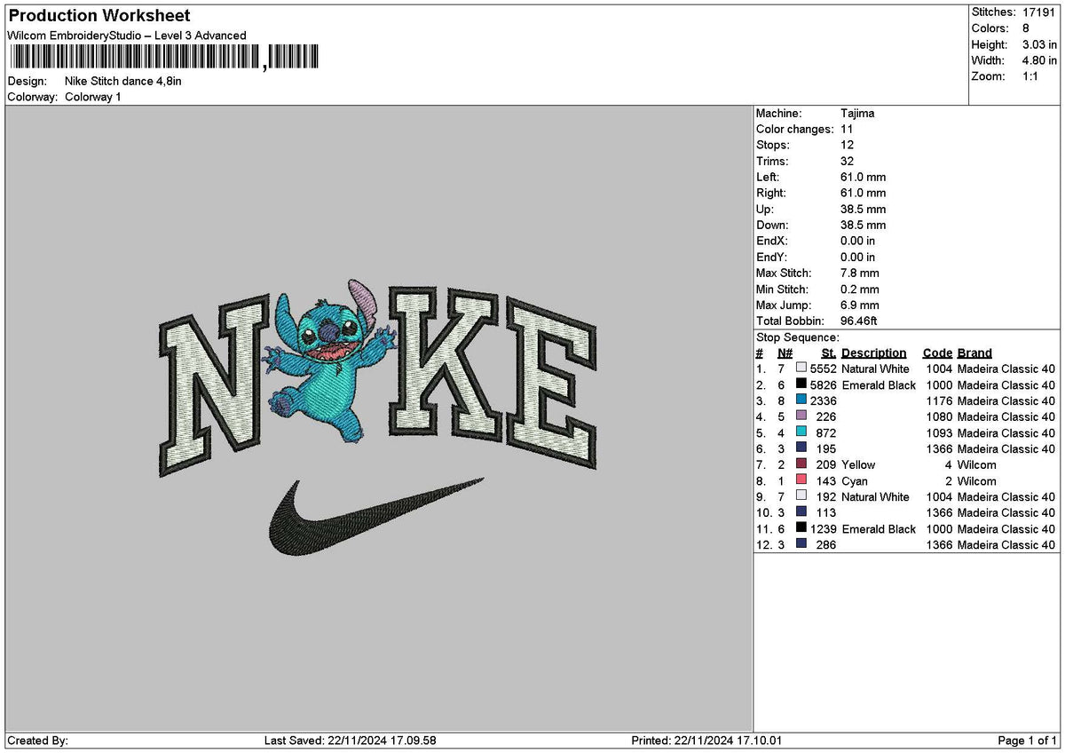 Nike Stitch 2211 Embroidery File 6 sizes
