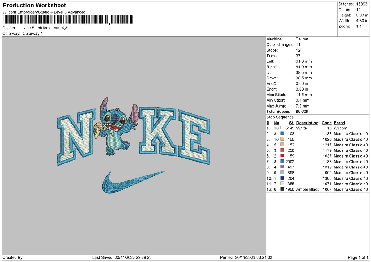 Nike Ice Stitch Embroidery File 6 sizes