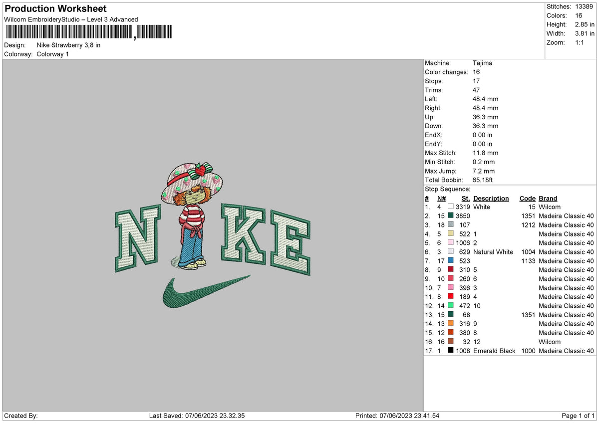 Nike Strawberry Embroidery File 6 sizes