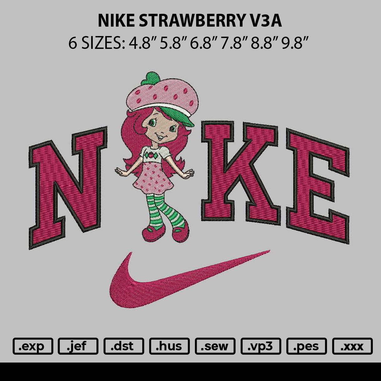Nike Strawberry V3a Embroidery File 6 sizes
