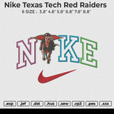 Nike Texas Tech Red Raiders Embroidery File 6 size