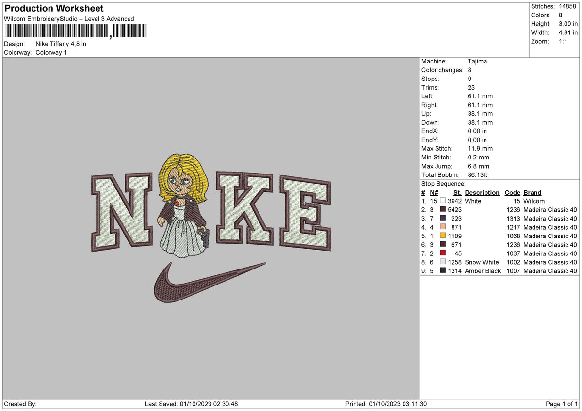 Nike Tiffany Embroidery File 6 sizes