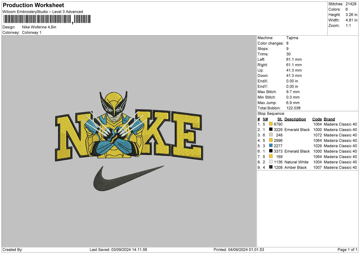 Nike Wolferine0209 Embroidery File 6 sizes