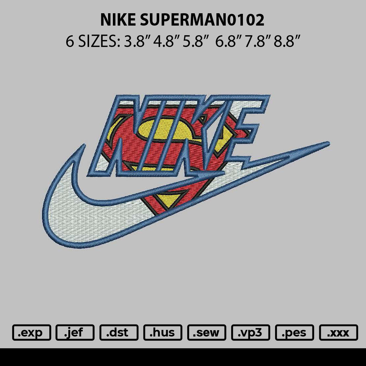 Nike Superman0102 Embroidery File 6 sizes