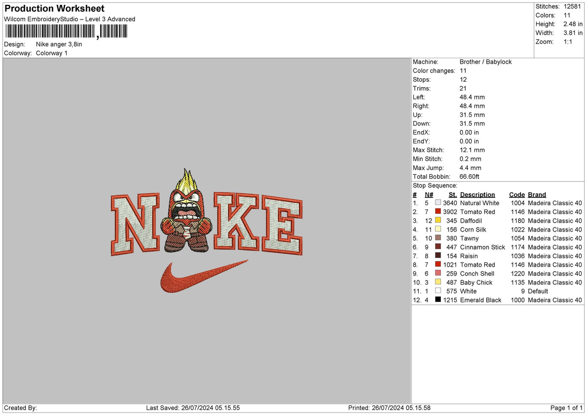 Nike Anger Embroidery File 6 size