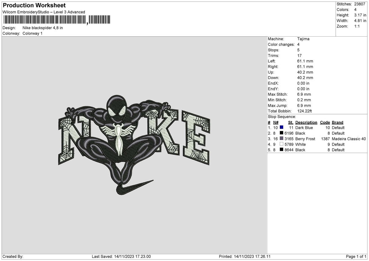 Nike Blackspider Embroidery File 6 sizes