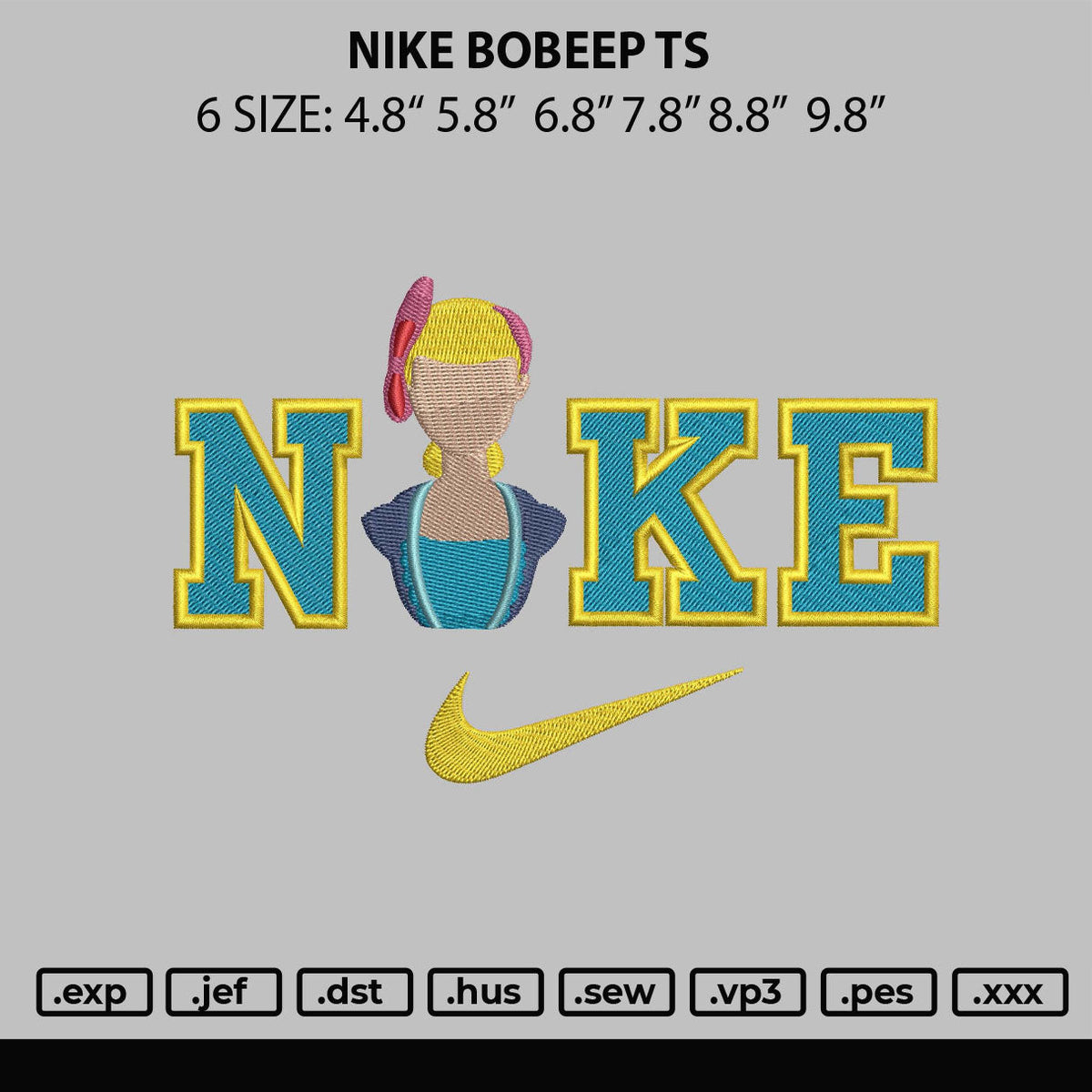 Nike Bobeep Ts Embroidery File 6 sizes