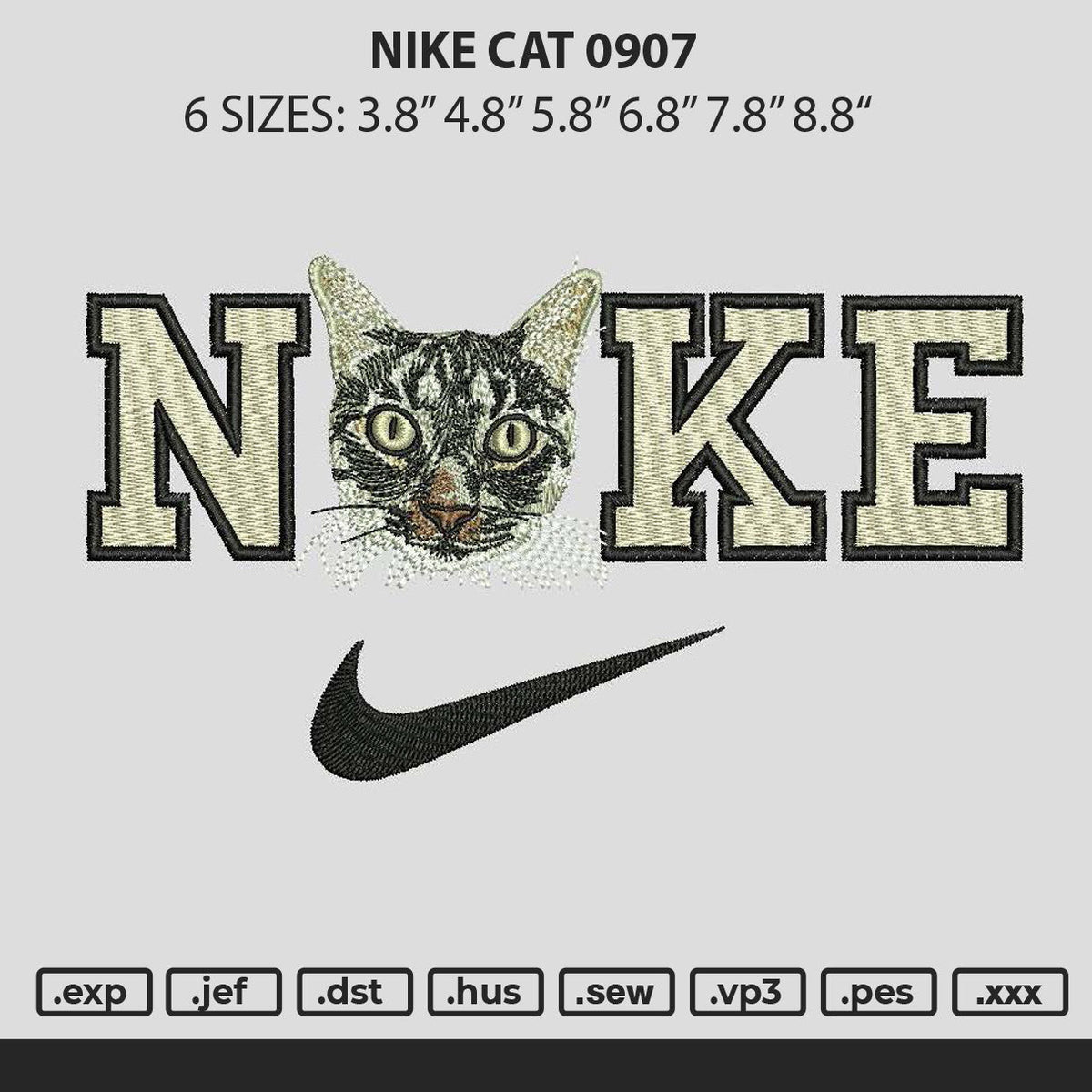 Nike Cat 0907 Embroidery File 6 sizes
