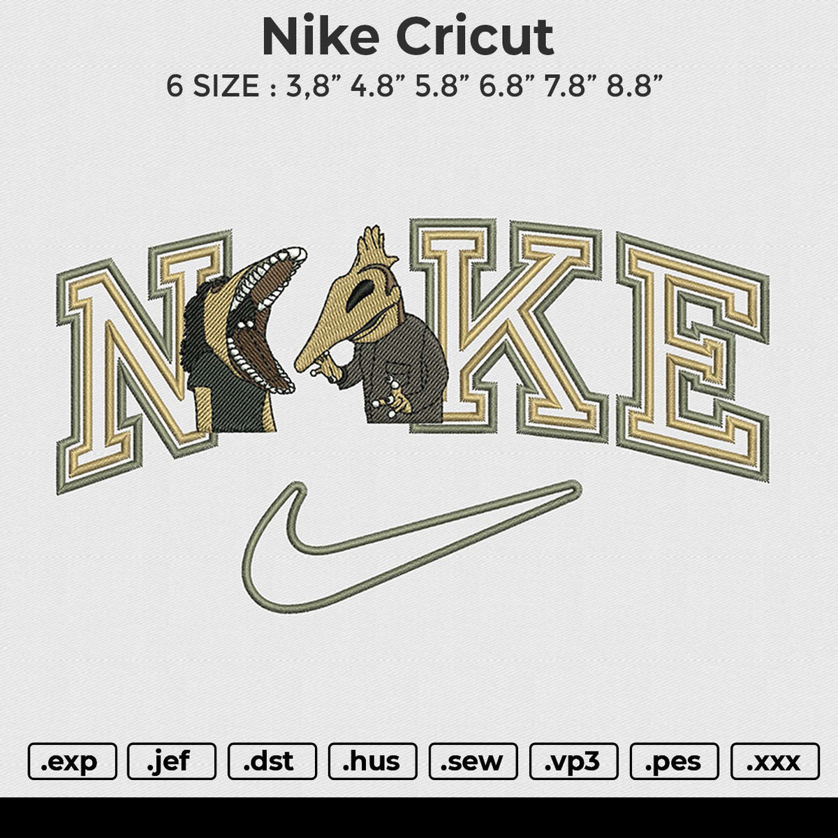 Nike Cricut Embroidery File 6 size